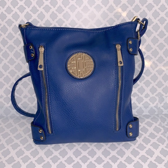 Blue/gold cross body‎ bag size 10”X10” - Picture 1 of 6